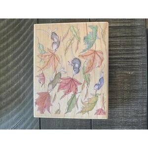 House Mouse Fall Commuters 2003 wood block rubber stamp